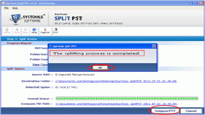 Split large PST files into small parts